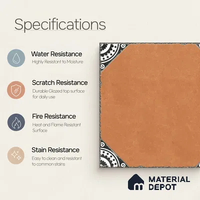 Moroccan Wall & Floor Athangudi Tile TL 10472 C Menta Brown 1 ft x 1 ft Vitrified Glue Granula Matte Finish - 9.5 mm | Suitable for Bathroom, Kitchen, Balcony | 2 mm Spacer is Mandatory | Please Expect a Slight Variation of Pattern