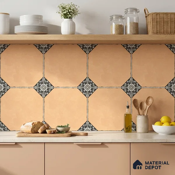 Moroccan Wall & Floor Athangudi Tile TL 10472 D Menta Yellow 1 ft x 1 ft Vitrified Glue Granula Matte Finish - 9.5 mm | Suitable for Bathroom, Kitchen, Balcony | 2 mm Spacer is Mandatory | Please Expect a Slight Variation of Pattern