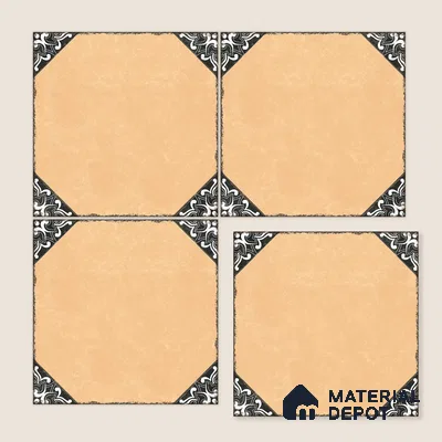 Moroccan Wall & Floor Athangudi Tile TL 10472 D Menta Yellow 1 ft x 1 ft Vitrified Glue Granula Matte Finish - 9.5 mm | Suitable for Bathroom, Kitchen, Balcony | 2 mm Spacer is Mandatory | Please Expect a Slight Variation of Pattern