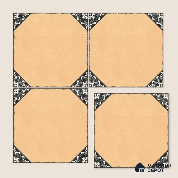 Moroccan Wall & Floor Athangudi Tile TL 10472 D Menta Yellow 1 ft x 1 ft Vitrified Glue Granula Matte Finish - 9.5 mm | Suitable for Bathroom, Kitchen, Balcony | 2 mm Spacer is Mandatory | Please Expect a Slight Variation of Pattern
