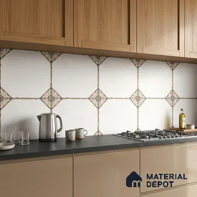Moroccan Wall & Floor Athangudi Tile TL 10472 Menta Beige 1 ft x 1 ft Vitrified Glue Granula Matte Finish - 9.5 mm | Suitable for Bathroom, Kitchen, Balcony | 2 mm Spacer is Mandatory | Please Expect a Slight Variation of Pattern