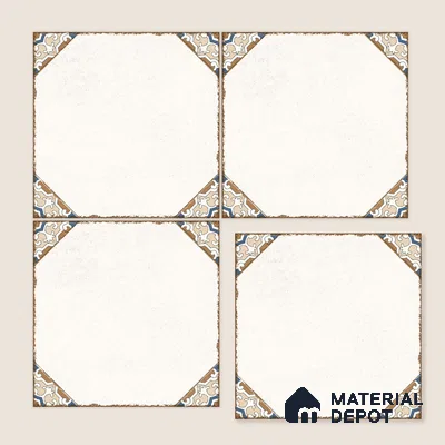 Moroccan Wall & Floor Athangudi Tile TL 10472 Menta Beige 1 ft x 1 ft Vitrified Glue Granula Matte Finish - 9.5 mm | Suitable for Bathroom, Kitchen, Balcony | 2 mm Spacer is Mandatory | Please Expect a Slight Variation of Pattern