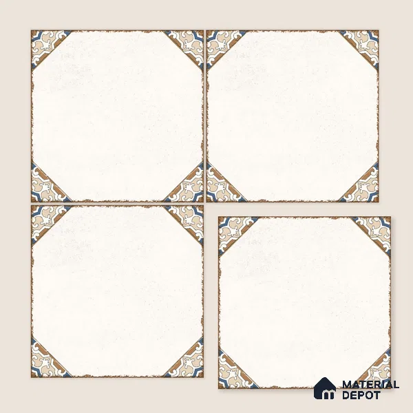 Moroccan Wall & Floor Athangudi Tile TL 10472 Menta Beige 1 ft x 1 ft Vitrified Glue Granula Matte Finish - 9.5 mm | Suitable for Bathroom, Kitchen, Balcony | 2 mm Spacer is Mandatory | Please Expect a Slight Variation of Pattern