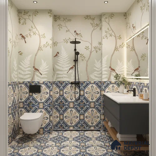 Moroccan Wall & Floor Tile TL 10473 Prismaа 1 ft x 1 ft Vitrified Glue Granula Matte Finish - 9.5 mm | Suitable for Bathroom, Kitchen, Balcony | 2 mm Spacer is Mandatory | Please Expect a Slight Variation of Pattern