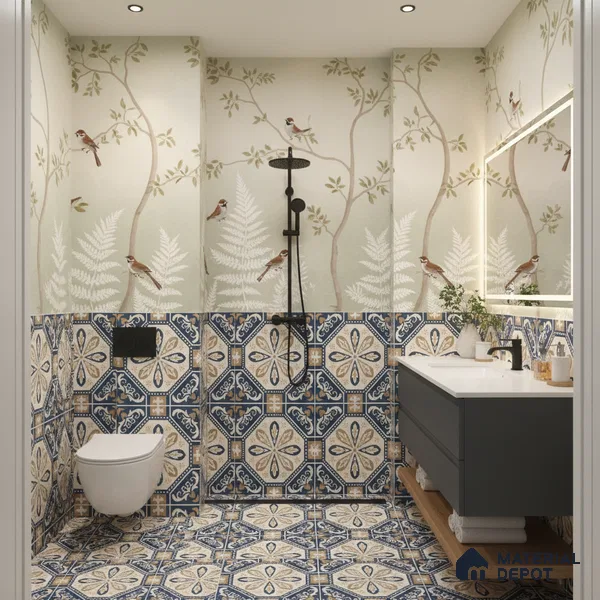 Moroccan Wall & Floor Tile TL 10473 Prismaа 1 ft x 1 ft Vitrified Glue Granula Matte Finish - 9.5 mm | Suitable for Bathroom, Kitchen, Balcony | 2 mm Spacer is Mandatory | Please Expect a Slight Variation of Pattern