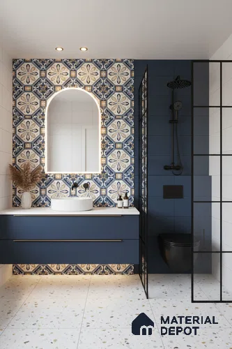 Moroccan Wall & Floor Tile TL 10473 Prismaа 1 ft x 1 ft Vitrified Glue Granula Matte Finish - 9.5 mm | Suitable for Bathroom, Kitchen, Balcony | 2 mm Spacer is Mandatory | Please Expect a Slight Variation of Pattern