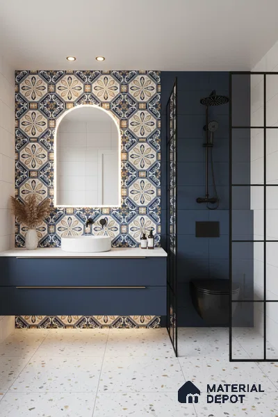 Moroccan Wall & Floor Tile TL 10473 Prismaа 1 ft x 1 ft Vitrified Glue Granula Matte Finish - 9.5 mm | Suitable for Bathroom, Kitchen, Balcony | 2 mm Spacer is Mandatory | Please Expect a Slight Variation of Pattern