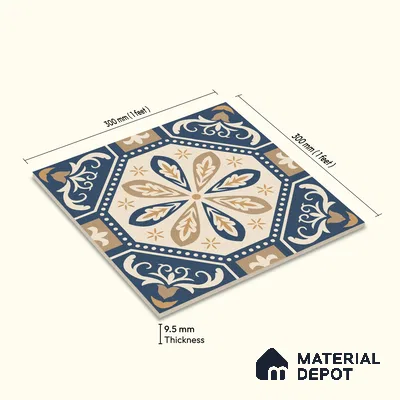 Moroccan Wall & Floor Tile TL 10473 Prismaа 1 ft x 1 ft Vitrified Glue Granula Matte Finish - 9.5 mm | Suitable for Bathroom, Kitchen, Balcony | 2 mm Spacer is Mandatory | Please Expect a Slight Variation of Pattern