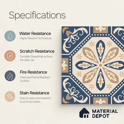 Moroccan Wall & Floor Tile TL 10473 Prismaа 1 ft x 1 ft Vitrified Glue Granula Matte Finish - 9.5 mm | Suitable for Bathroom, Kitchen, Balcony | 2 mm Spacer is Mandatory | Please Expect a Slight Variation of Pattern