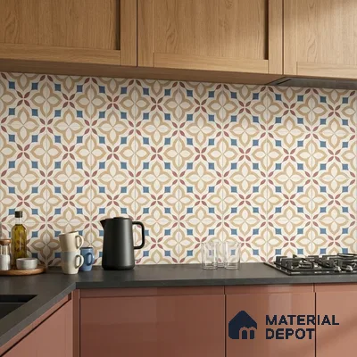 Moroccan Wall & Floor Tile TL 10474 Tribeса 1 ft x 1 ft Vitrified Glue Granula Matte Finish - 9.5 mm | Suitable for Bathroom, Kitchen, Balcony | 2 mm Spacer is Mandatory | Please Expect a Slight Variation of Pattern