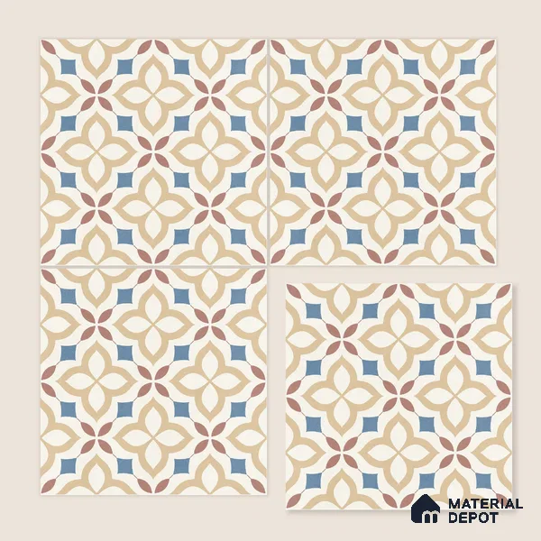 Moroccan Wall & Floor Tile TL 10474 Tribeса 1 ft x 1 ft Vitrified Glue Granula Matte Finish - 9.5 mm | Suitable for Bathroom, Kitchen, Balcony | 2 mm Spacer is Mandatory | Please Expect a Slight Variation of Pattern