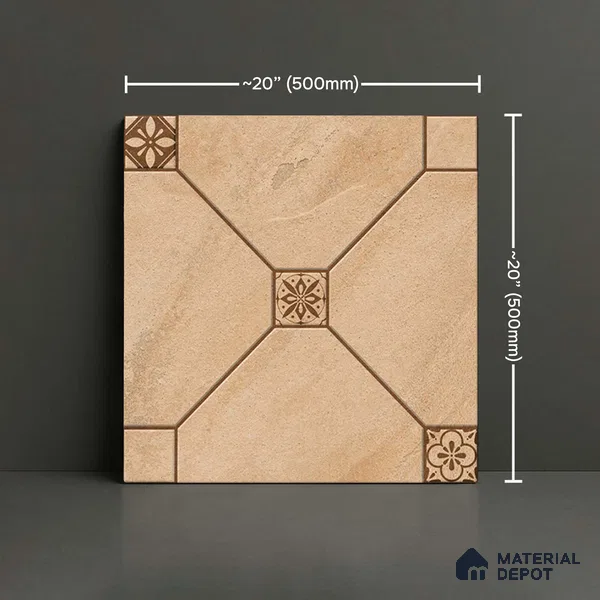 Stone Floor Tile TL 10485 B 20 inch x 20 inch - Vitrified Matte Finish -12 mm | Suitable for Parking, Balcony & Terrace | Pattern Alignment May Vary | 2-3 mm Spacer is Mandatory