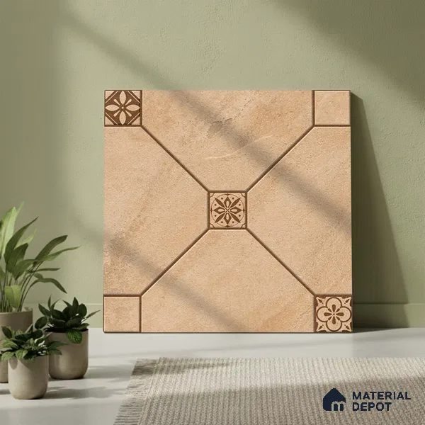 Stone Floor Tile TL 10485 B 20 inch x 20 inch - Vitrified Matte Finish -12 mm | Suitable for Parking, Balcony & Terrace | Pattern Alignment May Vary | 2-3 mm Spacer is Mandatory