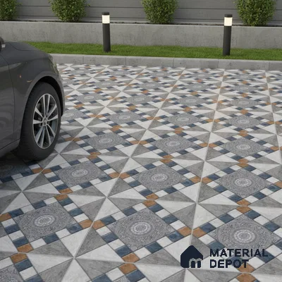 Patterned Floor Tile   TL 10491  16 inch x 16 inch Vitrified Matte Finish -12 mm | Suitable for Parking, Balcony & Terrace | Pattern Alignment May Vary | 2-3 mm Spacer is Mandatory