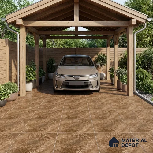 Patterned Floor Tile TL 10495 16 inch x 16 inch Vitrified Matte Finish -12 mm | Suitable for Parking, Balcony & Terrace | Pattern Alignment May Vary | 2-3 mm Spacer is Mandatory