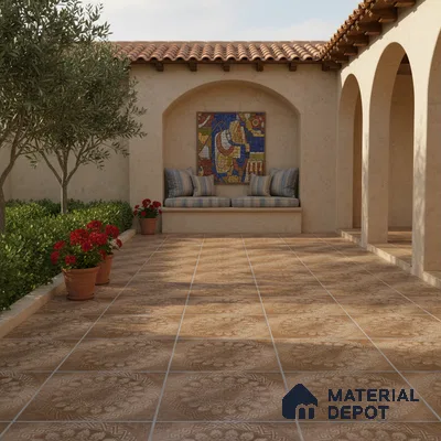 Patterned Floor Tile   TL 10495  16 inch x 16 inch Vitrified Matte Finish -12 mm | Suitable for Parking, Balcony & Terrace | Pattern Alignment May Vary | 2-3 mm Spacer is Mandatory