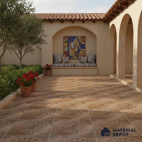 Patterned Floor Tile   TL 10495  16 inch x 16 inch Vitrified Matte Finish -12 mm | Suitable for Parking, Balcony & Terrace | Pattern Alignment May Vary | 2-3 mm Spacer is Mandatory