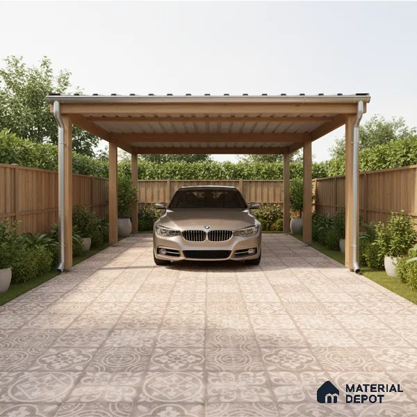Patterned Floor Tile   TL 10497  16 inch x 16 inch Vitrified Matte Finish -12 mm | Suitable for Parking, Balcony & Terrace | Pattern Alignment May Vary | 2-3 mm Spacer is Mandatory