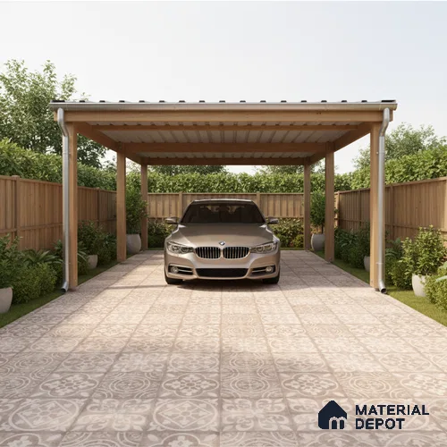 Patterned Floor Tile TL 10497 16 inch x 16 inch Vitrified Matte Finish -12 mm | Suitable for Parking, Balcony & Terrace | Pattern Alignment May Vary | 2-3 mm Spacer is Mandatory