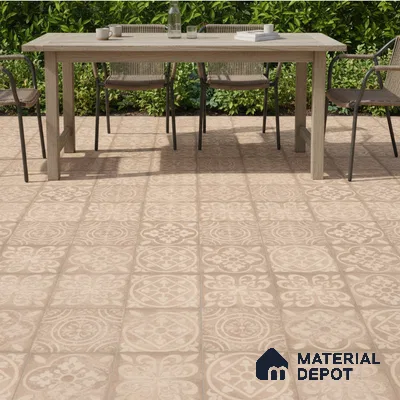 Patterned Floor Tile   TL 10497  16 inch x 16 inch Vitrified Matte Finish -12 mm | Suitable for Parking, Balcony & Terrace | Pattern Alignment May Vary | 2-3 mm Spacer is Mandatory