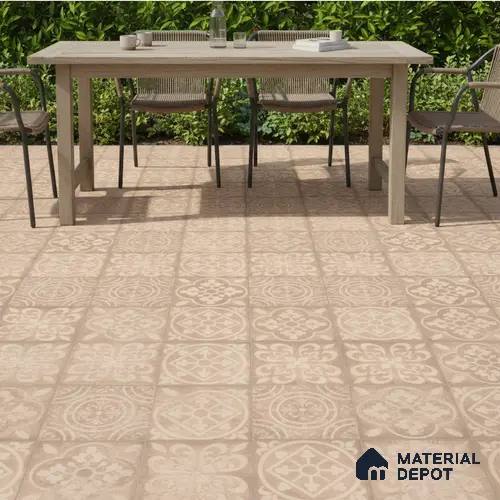 Patterned Floor Tile TL 10497 16 inch x 16 inch Vitrified Matte Finish -12 mm | Suitable for Parking, Balcony & Terrace | Pattern Alignment May Vary | 2-3 mm Spacer is Mandatory