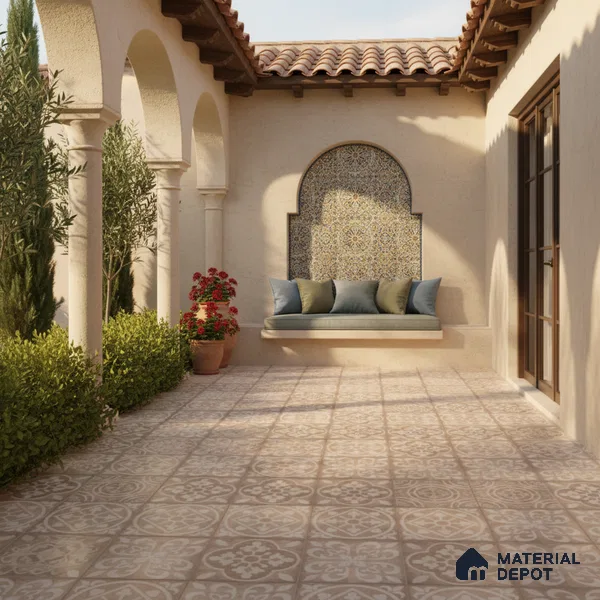 Patterned Floor Tile   TL 10497  16 inch x 16 inch Vitrified Matte Finish -12 mm | Suitable for Parking, Balcony & Terrace | Pattern Alignment May Vary | 2-3 mm Spacer is Mandatory