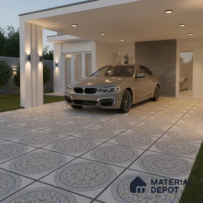 Patterned Floor Tile   TL 10499  16 inch x 16 inch Vitrified Matte Finish -12 mm | Suitable for Parking, Balcony & Terrace | Pattern Alignment May Vary | 2-3 mm Spacer is Mandatory