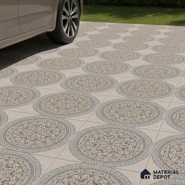 Patterned Floor Tile   TL 10499  16 inch x 16 inch Vitrified Matte Finish -12 mm | Suitable for Parking, Balcony & Terrace | Pattern Alignment May Vary | 2-3 mm Spacer is Mandatory