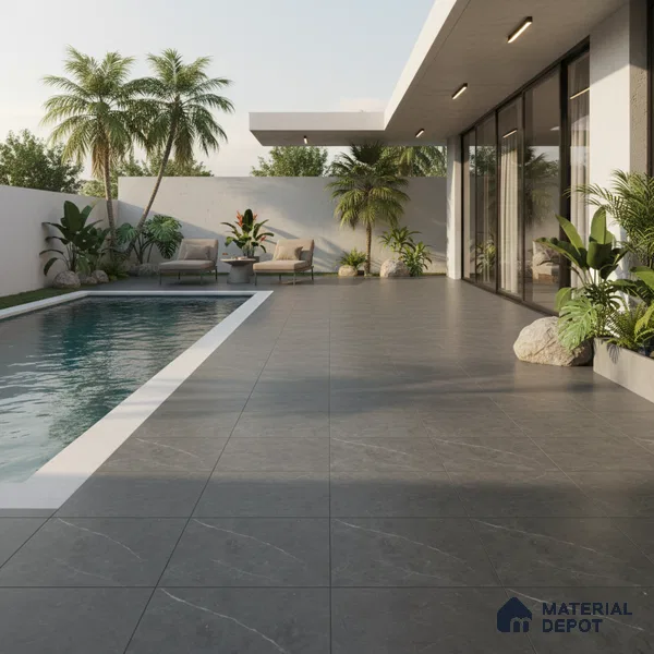 Stone Floor Tile TL 10502 16 inch x 16 inch Vitrified Matte Finish -12 mm | Suitable for Parking, Balcony & Terrace | Pattern Alignment May Vary | 2-3 mm Spacer is Mandatory