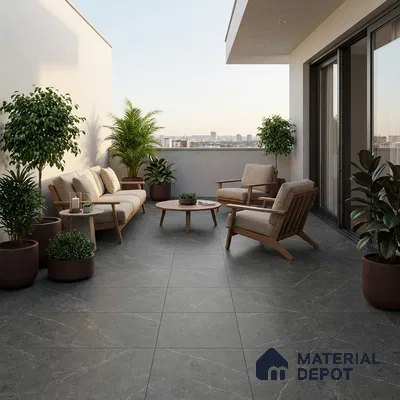 Stone Floor Tile   TL 10502  16 inch x 16 inch Vitrified Matte Finish -12 mm | Suitable for Parking, Balcony & Terrace | Pattern Alignment May Vary | 2-3 mm Spacer is Mandatory