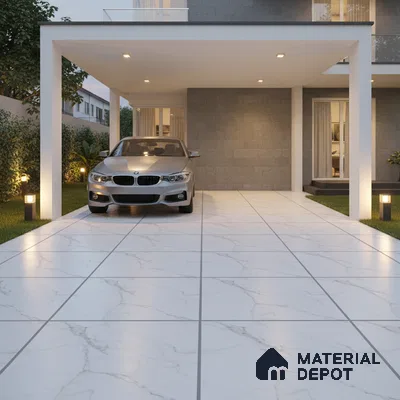 Marble Floor Tile TL 10504  16 inch x 16 inch Vitrified Matte Finish -12 mm | Suitable for Parking, Balcony & Terrace | Pattern Alignment May Vary | 2-3 mm Spacer is Mandatory