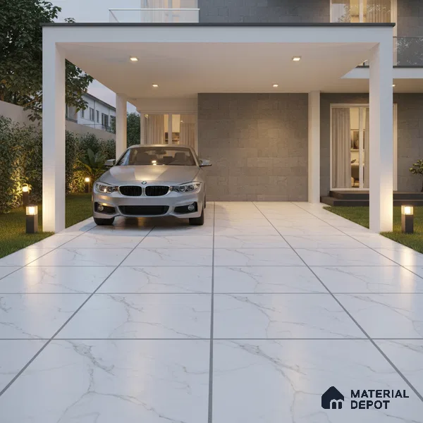 Marble Floor Tile TL 10504  16 inch x 16 inch Vitrified Matte Finish -12 mm | Suitable for Parking, Balcony & Terrace | Pattern Alignment May Vary | 2-3 mm Spacer is Mandatory