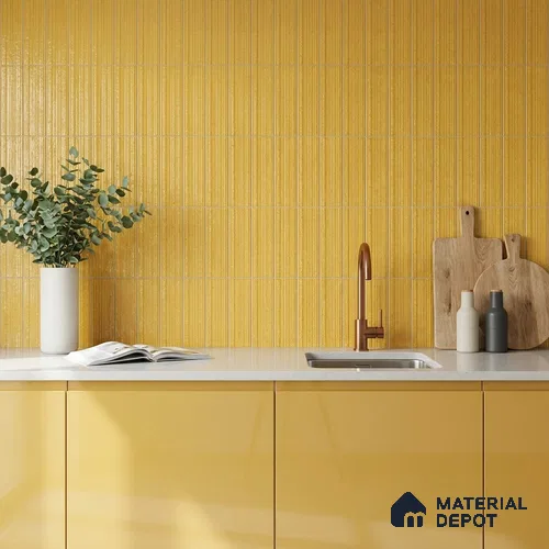 Subway Wall Tile TL 10530 E Lavaline Series  Honey Shine 1 ft x 3 in Ceramic Glossy Finish - 10 mm | 3 Random Design | Suitable for Highlighter Walls, Foyer, Bathroom, Kitchen Wall & Backsplashes