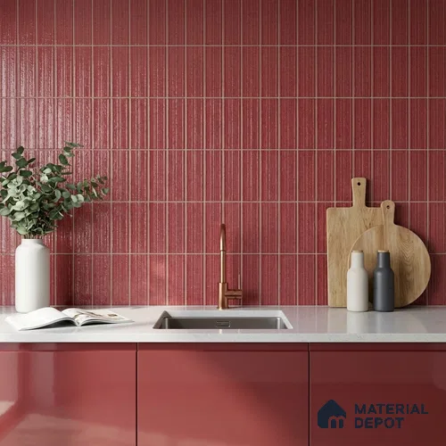 Subway Wall Tile TL 10530 G Lavaline Series  Ruby Rush 1 ft x 3 in Ceramic Glossy Finish - 10 mm | 3 Random Design | Suitable for Highlighter Walls, Foyer, Bathroom, Kitchen Wall & Backsplashes