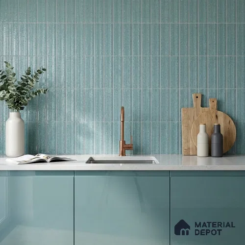 Subway Wall Tile TL 10530 Lavaline Series Aqua Mist 1 ft x 3 in Ceramic Glossy Finish - 10 mm | 3 Random Design | Suitable for Highlighter Walls, Foyer, Bathroom, Kitchen Wall & Backsplashes