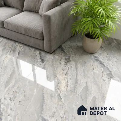 Marble Look Wall Tile TL 10547 Argenta Grey 4 ft x 2 ft Glossy Finish Vitrified Tile - 9 mm | Suitable For living Room, Bedroom, Bathroom