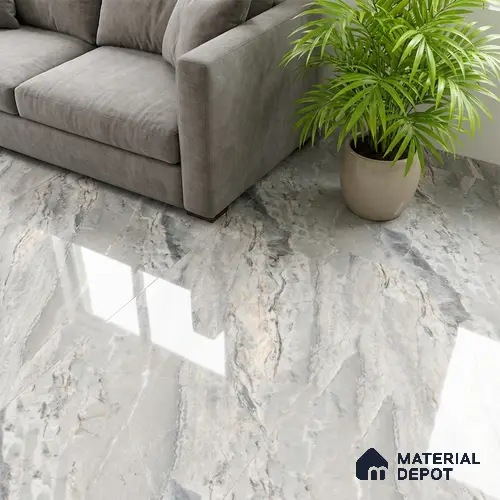 Marble Look Wall Tile TL 10547 Argenta Grey 4 ft x 2 ft Glossy Finish Vitrified Tile - 9 mm | Suitable For living Room, Bedroom, Bathroom