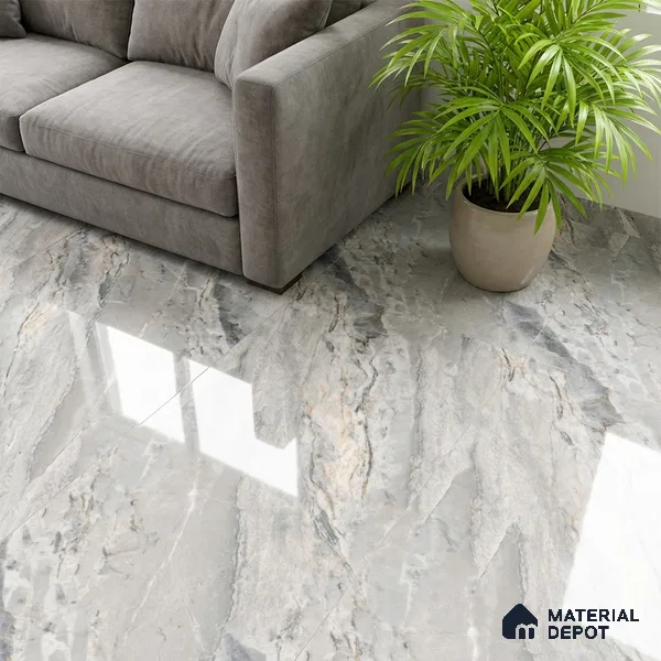 Marble Look Wall Tile TL 10547 Argenta Grey 4 ft x 2 ft Glossy Finish Vitrified Tile - 9 mm | Suitable For living Room, Bedroom, Bathroom