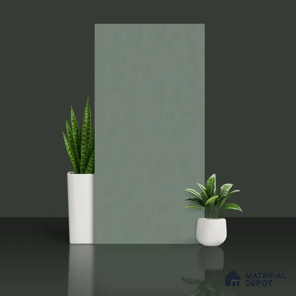 Plain Wall & Floor Tile TL 10551 Smoky Green 4 ft x 2 ft Matte Finish Full Body Vitrified Tile - 9 mm | Suitable For Living Room, Hall, Bedroom