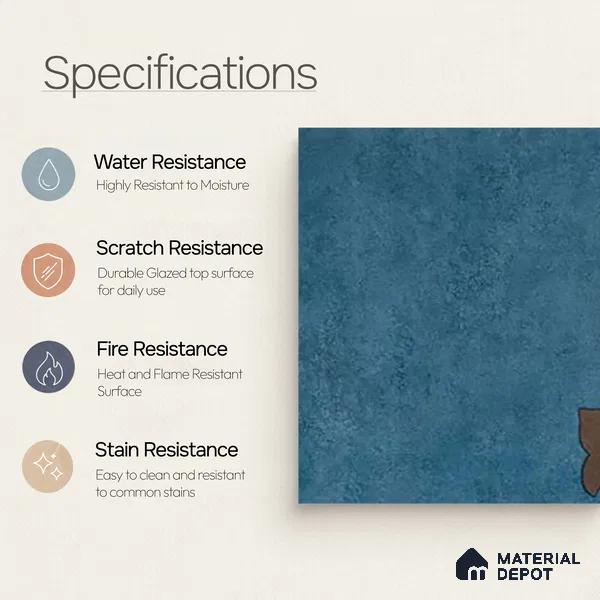 Moroccan Wall & Floor Athangudi Tile TL 10552 B Palace Ocean 1 ft x 1 ft Matte Finish Ceramic Tile - 9 mm | Suitable for Bathroom, Kitchen, Balcony | Please Expect a Slight Variation of Pattern