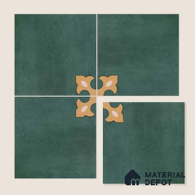 Moroccan Wall & Floor Athangudi Tile TL 10552 Palace Verde 1 ft x 1 ft Matte Finish Ceramic Tile - 9 mm | Suitable for Bathroom, Kitchen, Balcony | Please Expect a Slight Variation of Pattern