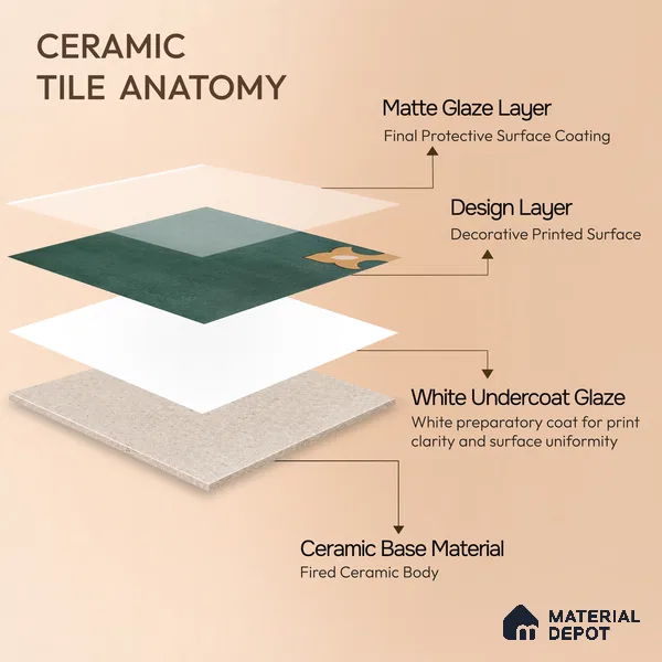 Moroccan Wall & Floor Athangudi Tile TL 10552 Palace Verde 1 ft x 1 ft Matte Finish Ceramic Tile - 9 mm | Suitable for Bathroom, Kitchen, Balcony | Please Expect a Slight Variation of Pattern