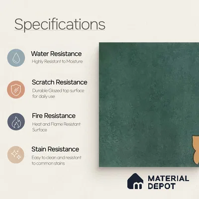 Moroccan Wall & Floor Athangudi Tile TL 10552 Palace Verde 1 ft x 1 ft Matte Finish Ceramic Tile - 9 mm | Suitable for Bathroom, Kitchen, Balcony | Please Expect a Slight Variation of Pattern