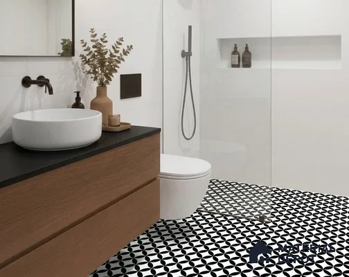 Moroccan Floor & Wall Tile TL 10553 Orion Monochrome 1 ft x 1 ft Matte Finish Vitrified Tile - 9 mm | Suitable for Bathroom, Kitchen, Entryway | Please Expect a Slight Variation of Pattern