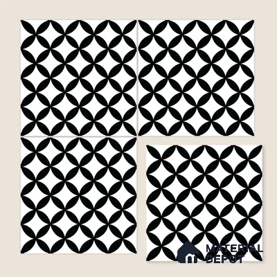 Moroccan Floor & Wall Tile TL 10553 Orion Monochrome 1 ft x 1 ft Matte Finish Vitrified Tile - 9 mm | Suitable for Bathroom, Kitchen, Entryway | Please Expect a Slight Variation of Pattern