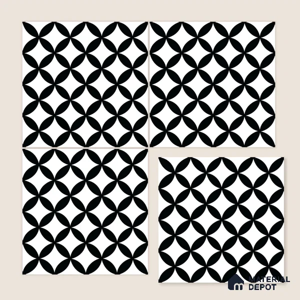 Moroccan Floor & Wall Tile TL 10553 Orion Monochrome 1 ft x 1 ft Matte Finish Vitrified Tile - 9 mm | Suitable for Bathroom, Kitchen, Entryway | Please Expect a Slight Variation of Pattern