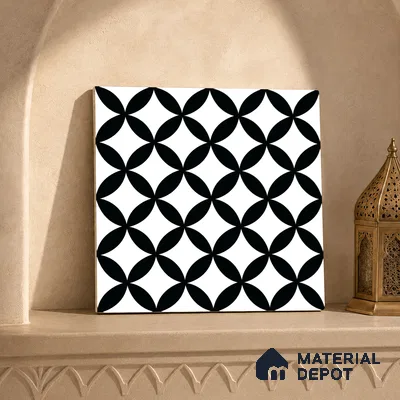 Moroccan Floor & Wall Tile TL 10553 Orion Monochrome 1 ft x 1 ft Matte Finish Vitrified Tile - 9 mm | Suitable for Bathroom, Kitchen, Entryway | Please Expect a Slight Variation of Pattern