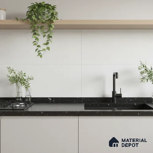 Marble Look Wall Tile TL 10556 Super White | 2 ft x 1 ft Matte Finish | Ceramic Tile - 9 mm | Suitable For living Room, Bedroom, Bathroom