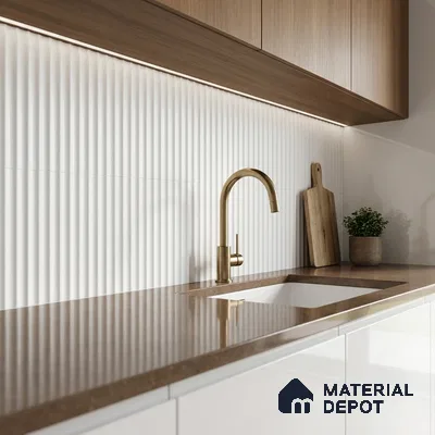 Faux Subway Wall Tile TL 10557 Quimper Shiny White 2 ft x 1 ft Glossy Finish Ceramic Tile - 9 mm | Suitable for Kitchen, Bathroom & Dining Area | Please Expect a Slight Variation of Pattern