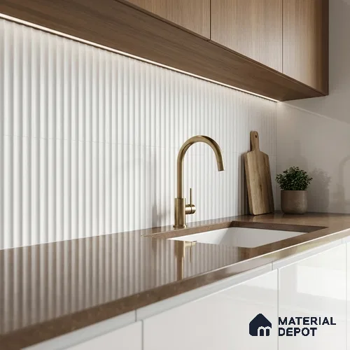 Faux Subway Wall Tile TL 10557 Quimper Shiny White 2 ft x 1 ft Glossy Finish Ceramic Tile - 9 mm | Suitable for Kitchen, Bathroom & Dining Area | Please Expect a Slight Variation of Pattern